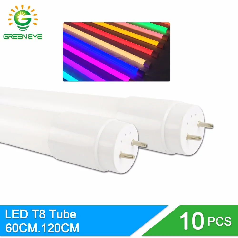 GreenEye 10pcs/lot Nano Material LED T8 Tube 10w 60cm 24W 120cm 220v LED Fluorescent Light Tube Lamp milky cover Warm Cold White