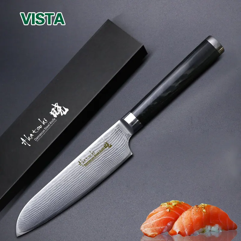 Damascus Knives 5 дюймовый нож Santoku японский кухонный VG10 ультраострые ножи из