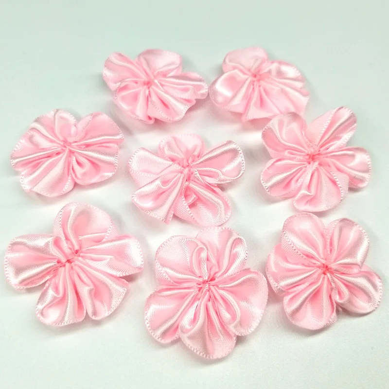 pink HL 10 шт./лот 35 мм ленточные цветы ручной работы свадебные декоративные для одежды головные уборы DIY аппликации - Цвет: pink