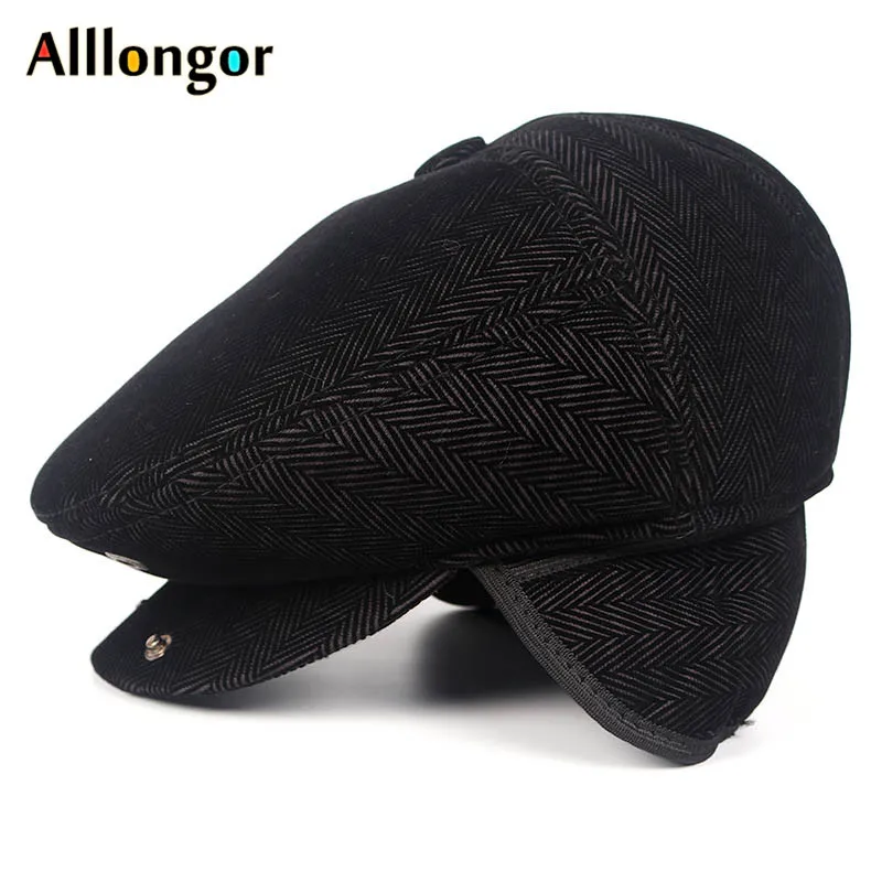Autumn Winter Dad Hat Warm Beret Wool Male Berets Men tweed Plaid Black newsboy Cap Advance Ivy flat cap Peaked Hats Boina