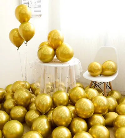 gold 50 шт. хромированные золотые шары Мигающие металлические шары толстые жемчужные Металлические Свадебные украшения металлические шары 10 дюймов 1,8 г - Цвет: gold