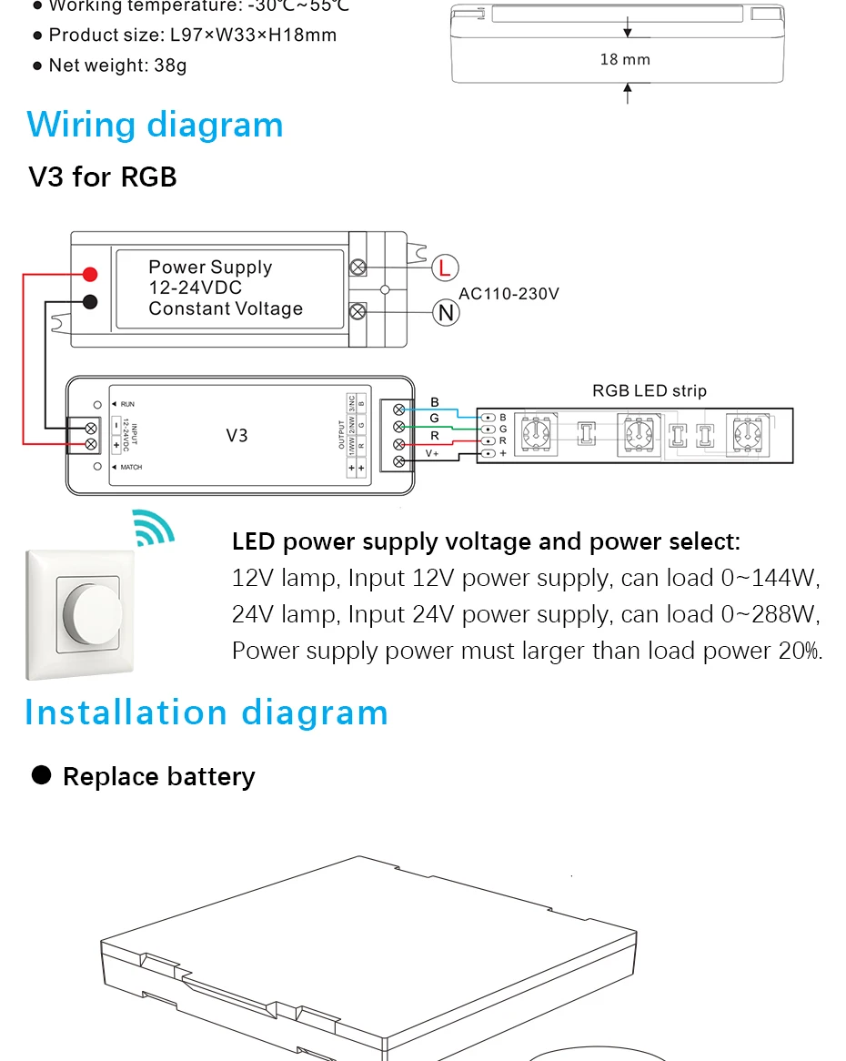 DC12-24V PK1/PK2/PK3 поворотная панель РЧ пульт дистанционного управления тусклый/ССТ/RGB светодиодный контроллер для одного цвета/цветовая температура/RGB светодиодный полосы