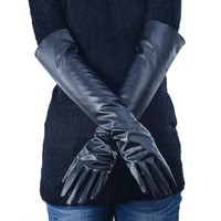 womens faux leather elbow gloves winter long gloves warm lined finger gloves new yp9