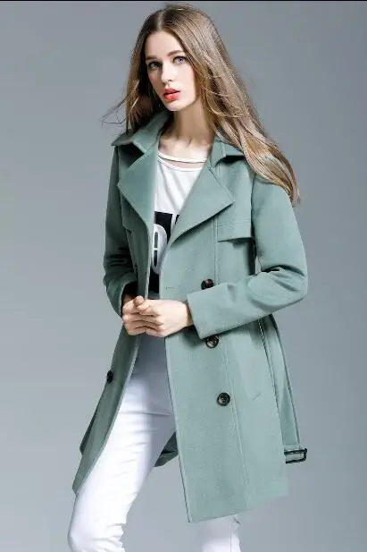 

2020 Autumn Winter Wool Women Pockets Blends Office Work Long Coats Fashion Brand Lady Slim Lapel Long Sleeve Blends Sexy