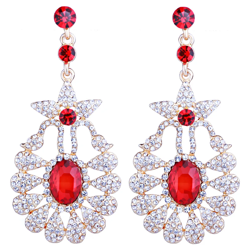 Модные ювелирные изделия сверкающий цвет кристалл цветок серьги длинные стразы
