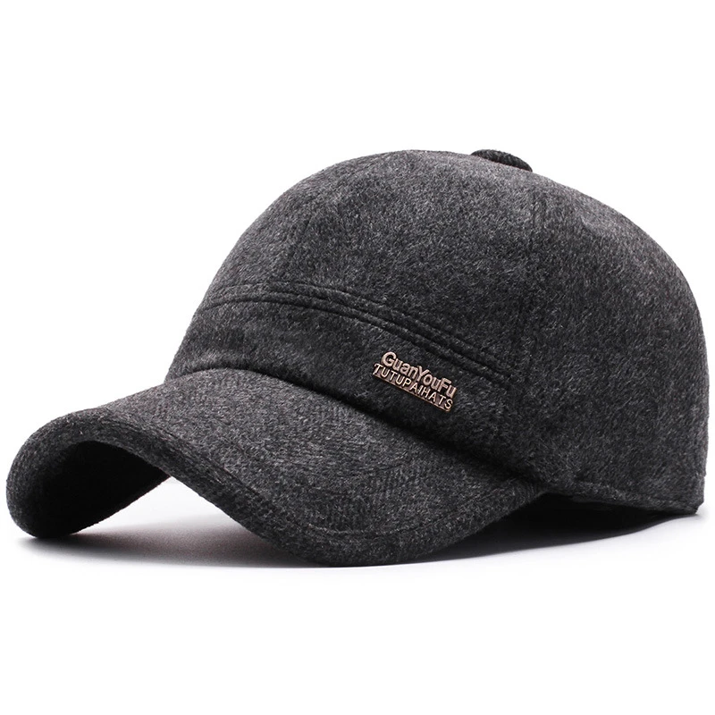 High Quality Winter Men's Baseball Cap With Ear Flaps Gorra Hombre Snapback Hat Warm Thicken | Аксессуары для одежды