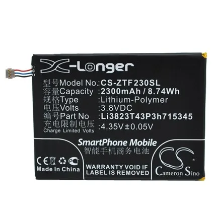 Cameron Sino 2300 мАч аккумулятор Li3823T43P3h715345 для ZTE Grand S Flex|Аккумуляторы мобильных