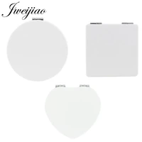jweijiao round square heart shaped white pu leather pocket mirror compact portable folding cosmetic women mini makeup mirror