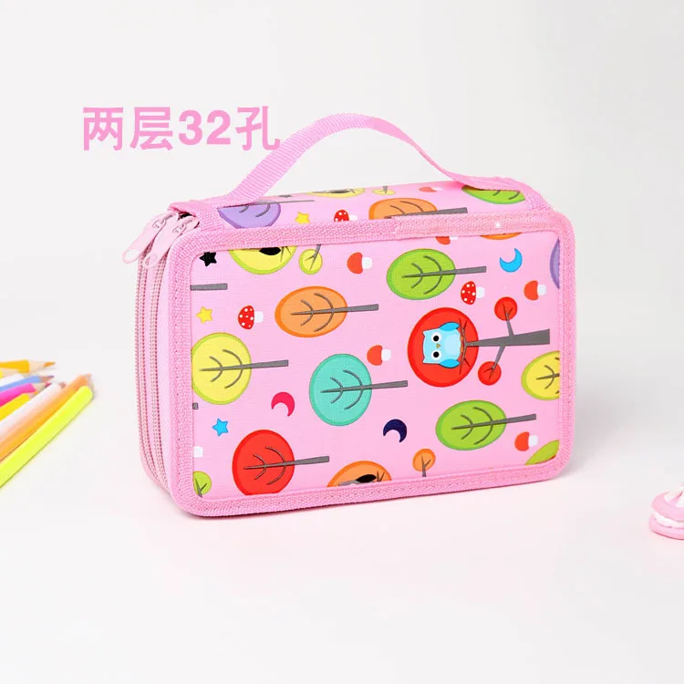 2 Layers 32 Holes Милый пенал Чехол Kawaii мультяшная сумка для ручек 32/52/72 Отверстия штраф Карандаш Чехол большой ящик для мальчиков и девочек, школьные принадлежности - Цвет: 2 Layers 32 Holes