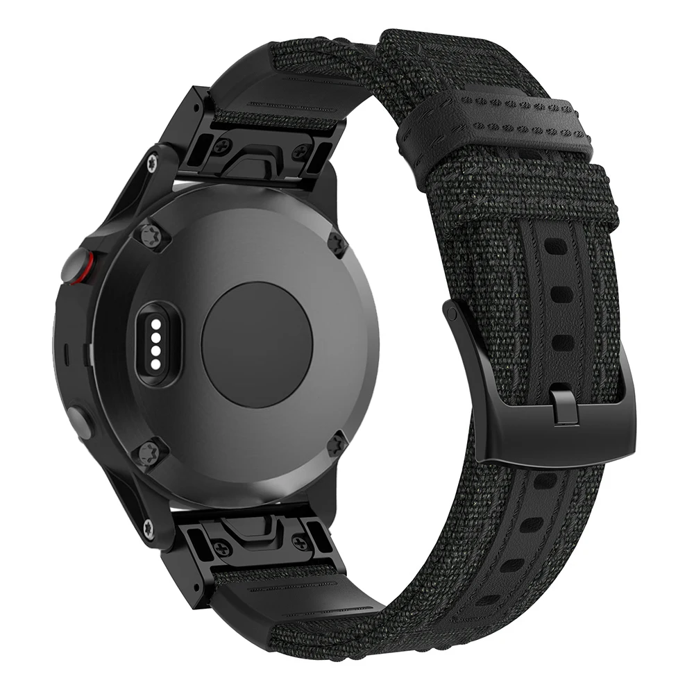 Ремешок нейлоновый для наручных часов Garmin Fenix 5 5Plus быстросъемный холщовый