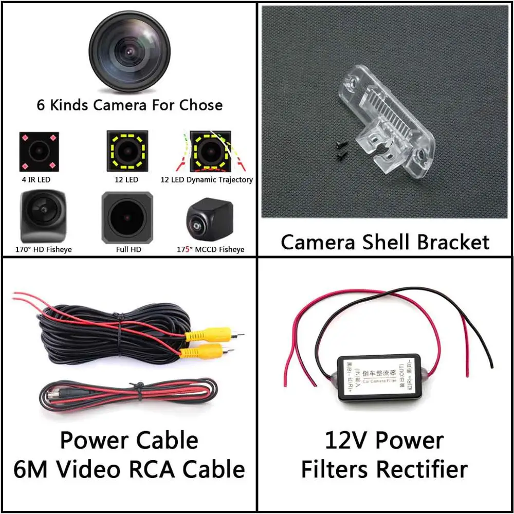 Camera with Filters 175 градусов рыбий глаз MCCD 12LED HD камера заднего вида для Mercedes Benz R GLS SLK CLS класс ML350 W220 W203 W211 W209 W219 R171 - Название цвета: Camera with Filters