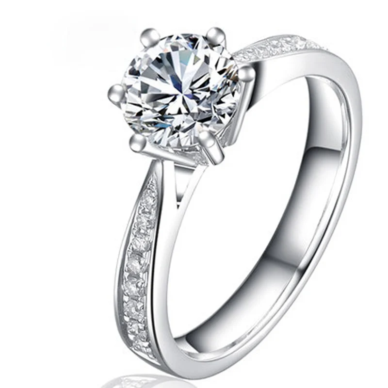 ANI 18K Белое Золото (AU750) обручальное кольцо 0 45 CT сертифицированное I/SI круглое