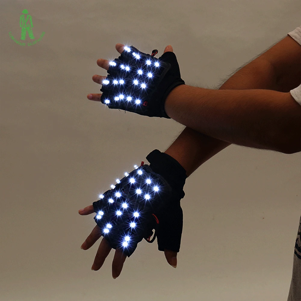 Бесплатная доставка цветные перчатки со светодиодной подсветкой с мигающим