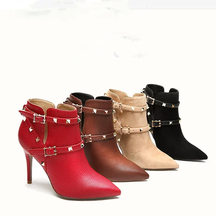 Брендовая дизайнерская обувь кожаные сапоги Для женщин Короткие Зимние