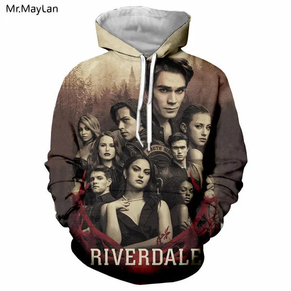Riverdale Tee Crime tv, ривердейл, 3D принт, винтажная куртка для женщин/мужчин, уличная одежда, худи для мальчиков, Ретро стиль, толстовка с капюшоном,, Весенняя Мужская одежда, 5XL - Цвет: Riverdale Tee