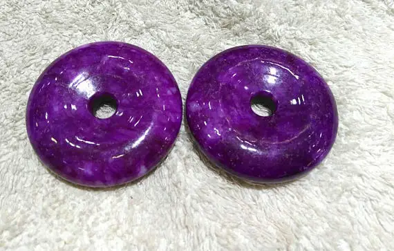 Ручная работа 12 шт Sugilite Нефритовый камень пончик фиолетовый нефрит драгоценный Pi