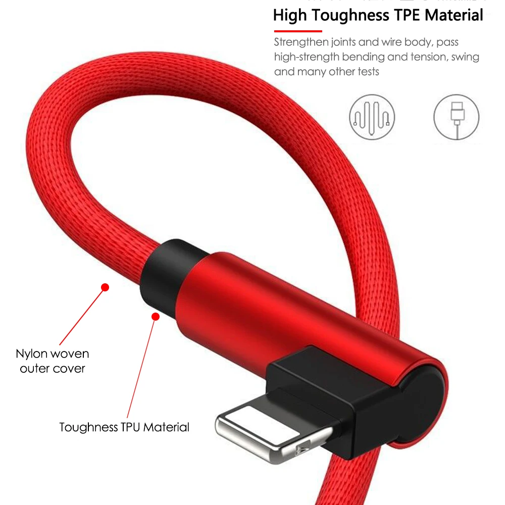 USB кабель для быстрой зарядки и передачи данных IPhone X XR XS MAX IPad телефона Micro Type C 1 м 90