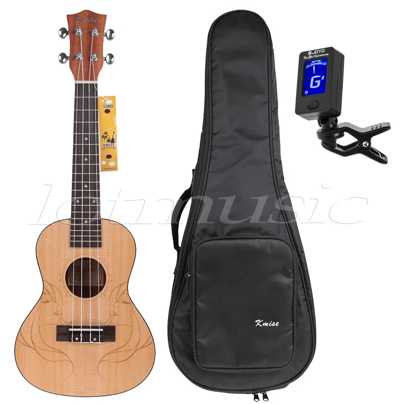 Kmise solid spruce top concert Гавайские гитары укулеле 24 дюйма + сумка и JOYO гитарный тюнер|bag