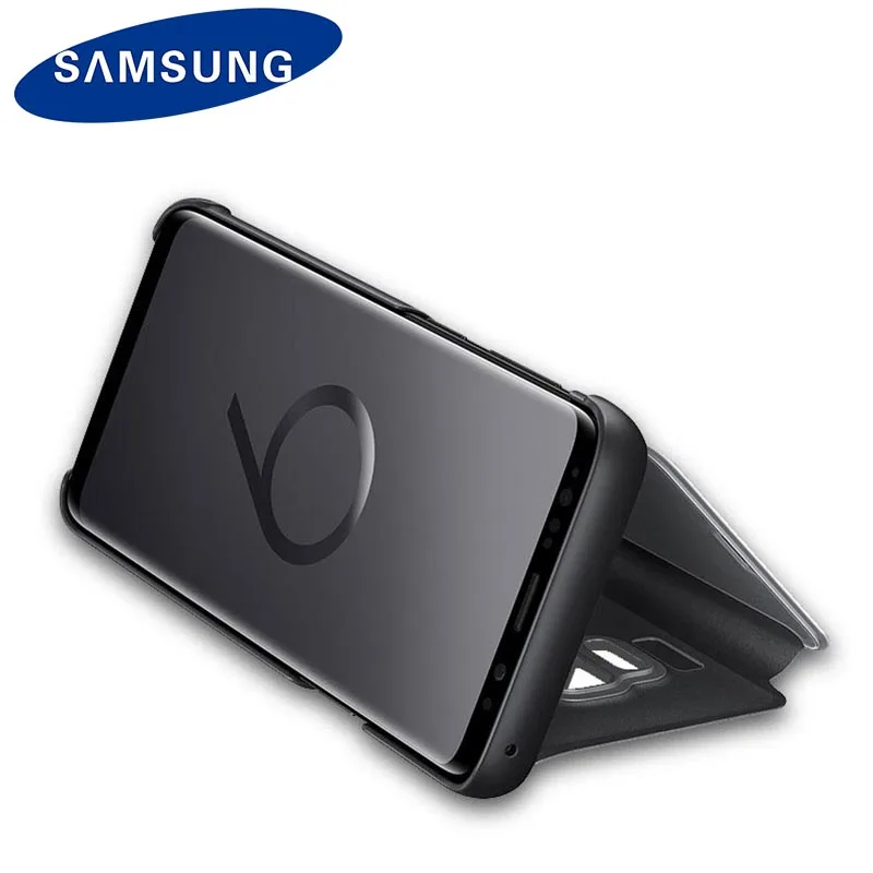 Оригинальный зеркальный Чехол samsung S9 для G960 Plus G965 прозрачный вид смарт-кожаный