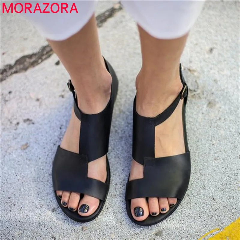MORAZORA/2019 оптовая продажа большие размеры 43 женские босоножки однотонные летние