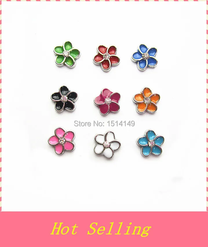 

Hot selling flower floating charms mix color living glass floating memory locket charms(9style*10 pcs=90pcs=1lot)