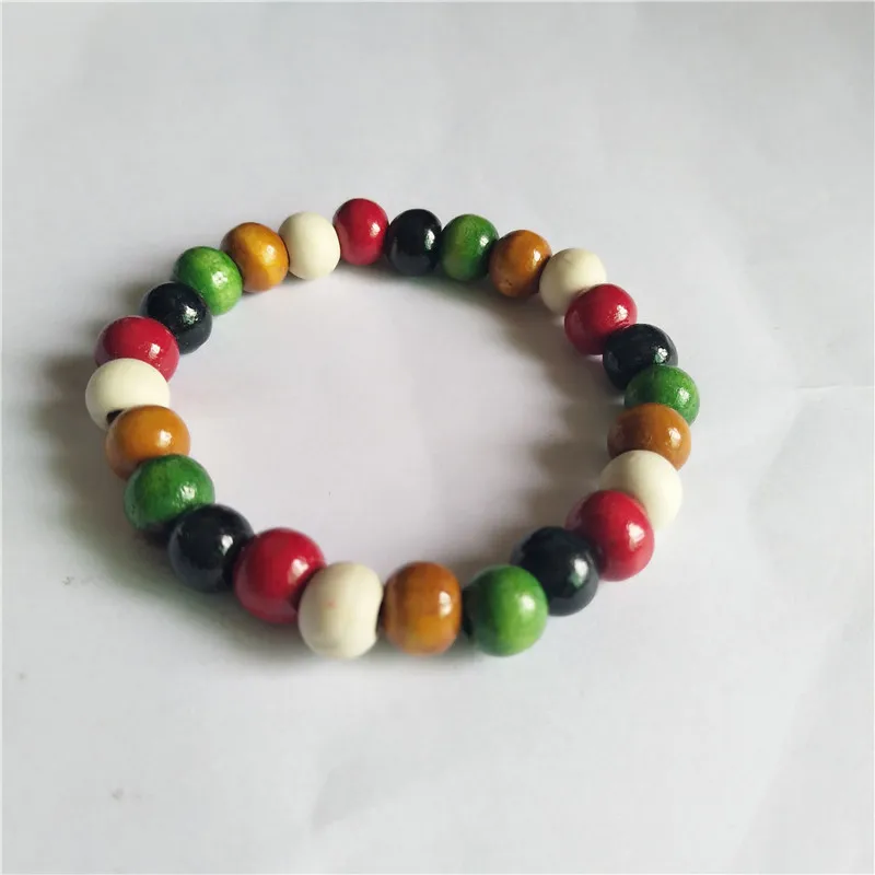 Mix colors Этнический стиль деревянный шарик растягивающийся браслет круг маленькие бусины для женщин и мужчин ювелирные изделия цвета браслет цепочка - Окраска металла: Mix colors
