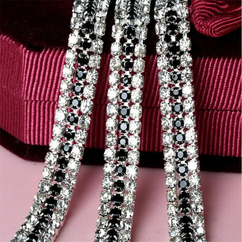 5 ярдов прозрачные и черные стразы блестящие аксессуары для шитья RT0016 | Дом сад