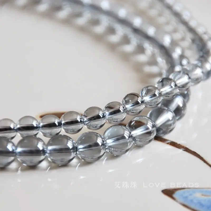 natural grey angel aqua aura quartz 6mm-12mm round loose beads jewelry making DIY for women