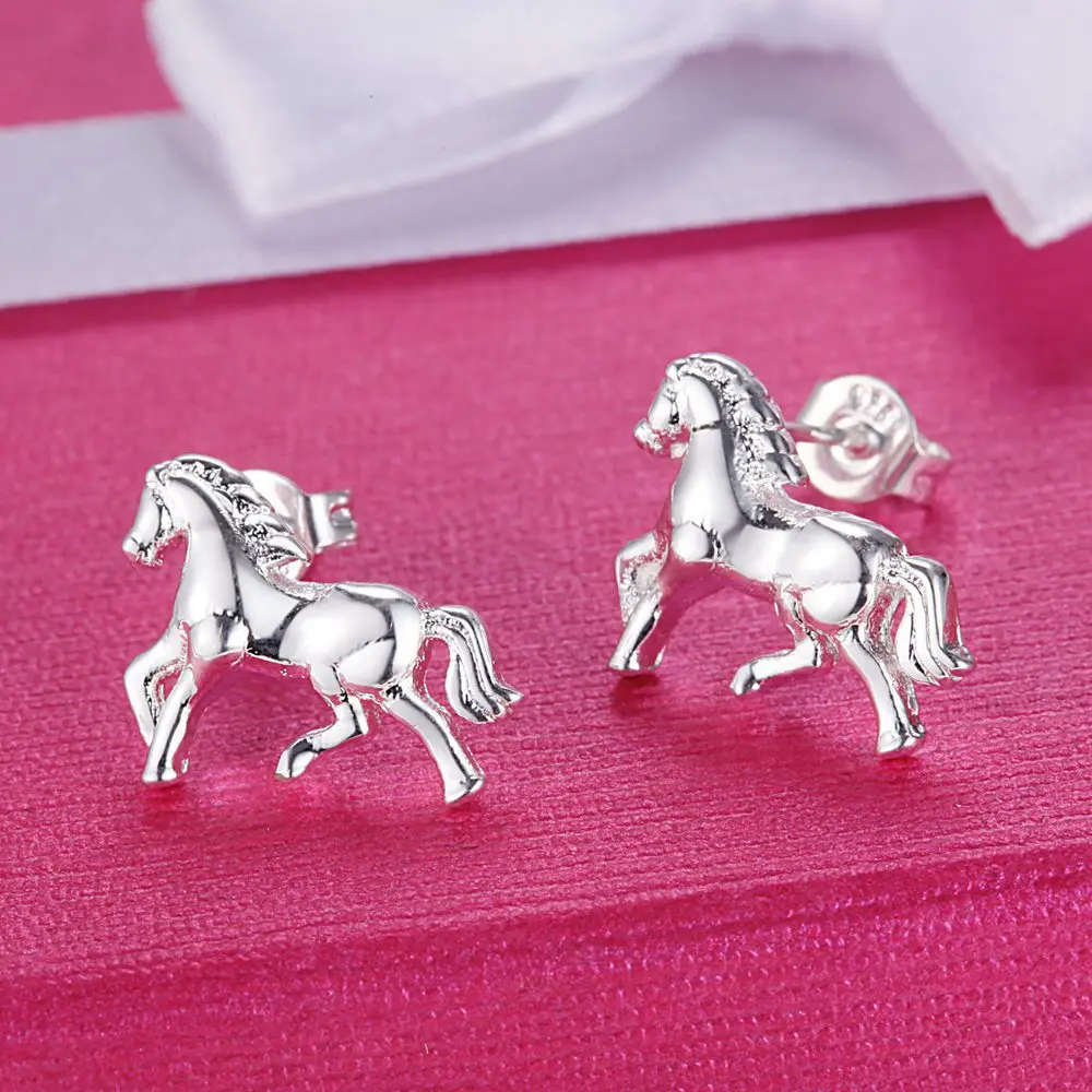 

Pure Silver 925 Stud Earrings for Women Cute Horse Earing Brincos Femme Fashion Jewelry Accessories Oorbellen Pendientes Bijoux