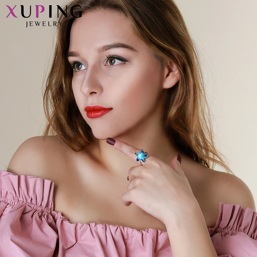 Xuping Ювелирная форма пентаграммы кольцо с изысканными кристаллами от Swarovski