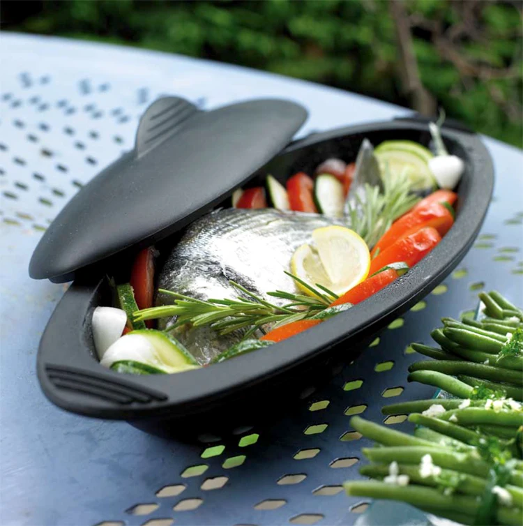Kitchen supplies Platinum Silicone Mold Rice Fish Steaming Plate Pot Multi-purpose Baking Oven Bowl Blue 1set | Дом и сад