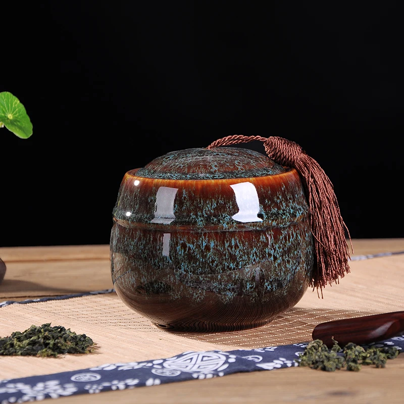 Чудесный большой керамический чайник многоцветная печка герметичные банки бак