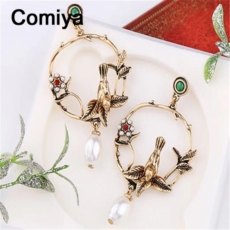 Женские серьги подвески Comiya Brinco Longo Aros De Plata Envio Gratis в античном золотистом цвете с
