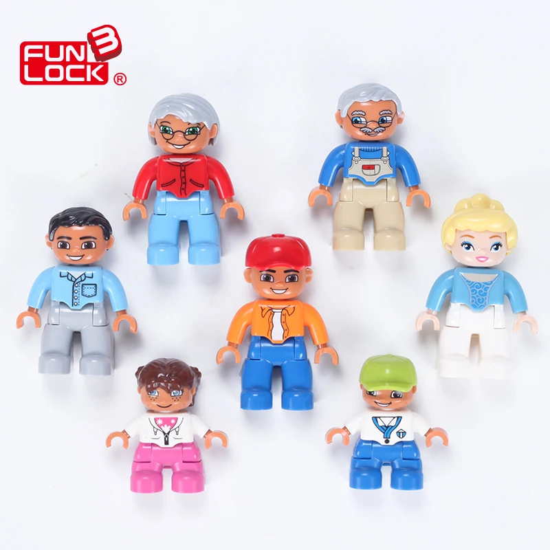 Конструктор Funlock Duplo игрушки фигурки 7 шт. семейный набор ролевые игры кубики для