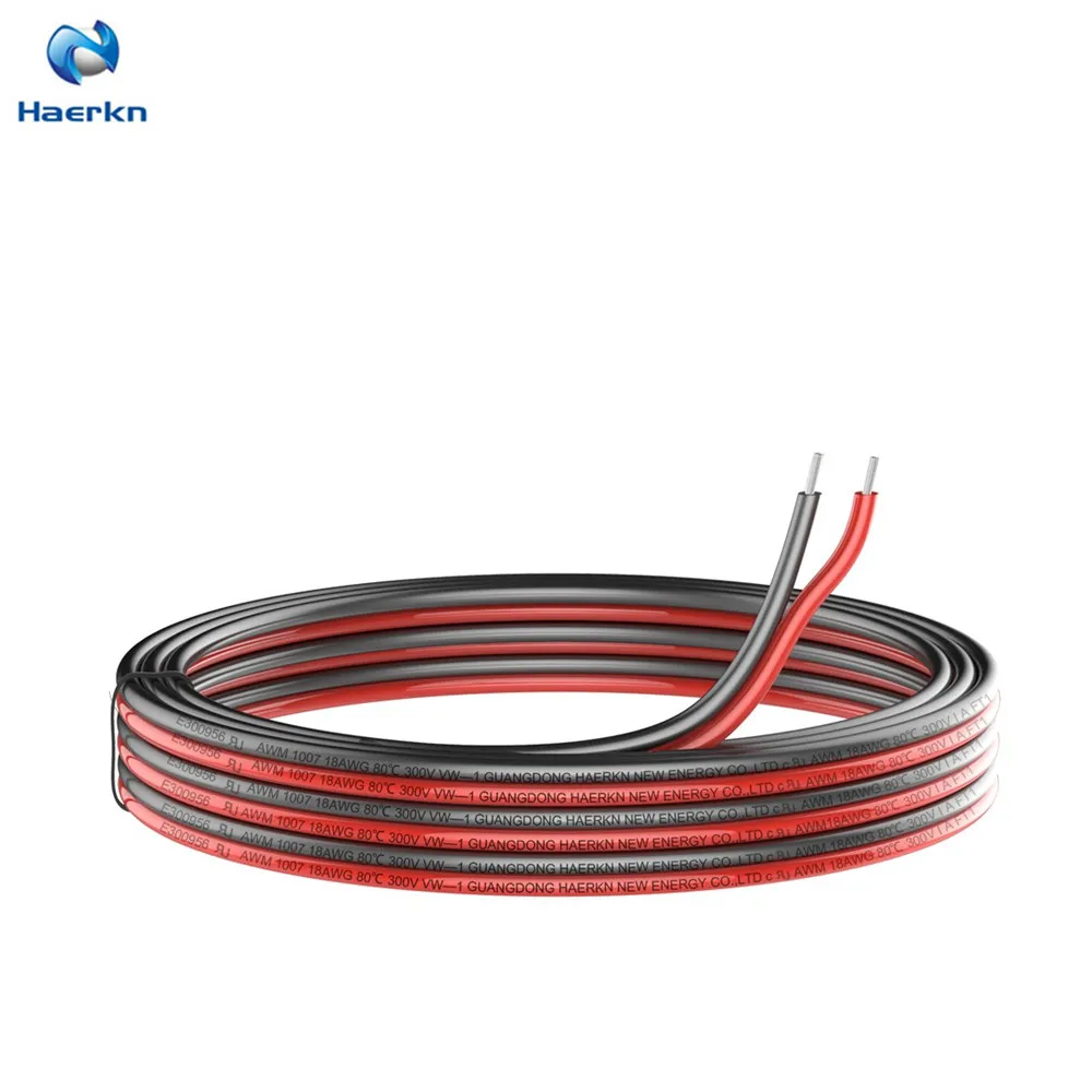 ПВХ 18awg RGB удлинитель провод шнур 2 проводника параллельный 164ft [черный 82ft красный