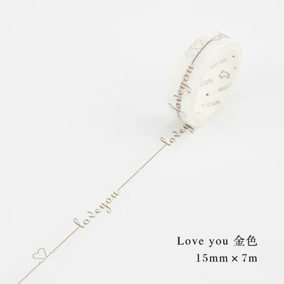 gold love 12 моделей красный цвет золотистый слова благословения лента washi спасибо с днем рождения для вас miss you love you дизайн - Цвет: gold love