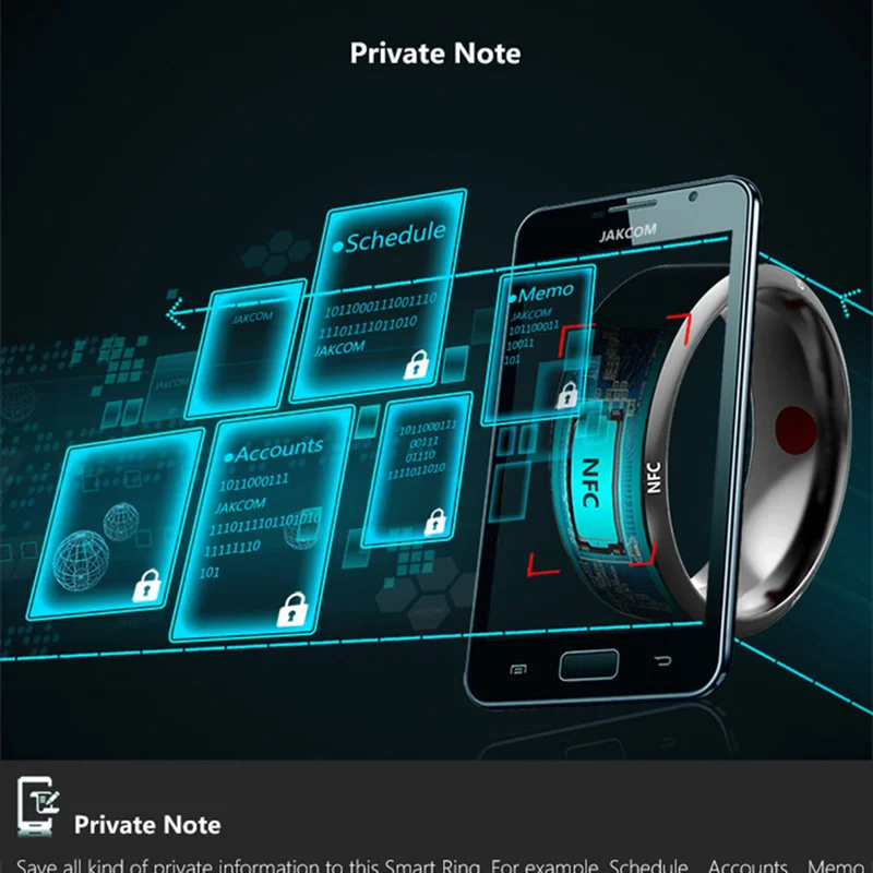 Многофункциональное смарт-кольцо NFC черное дропшиппинг обмен информацией и