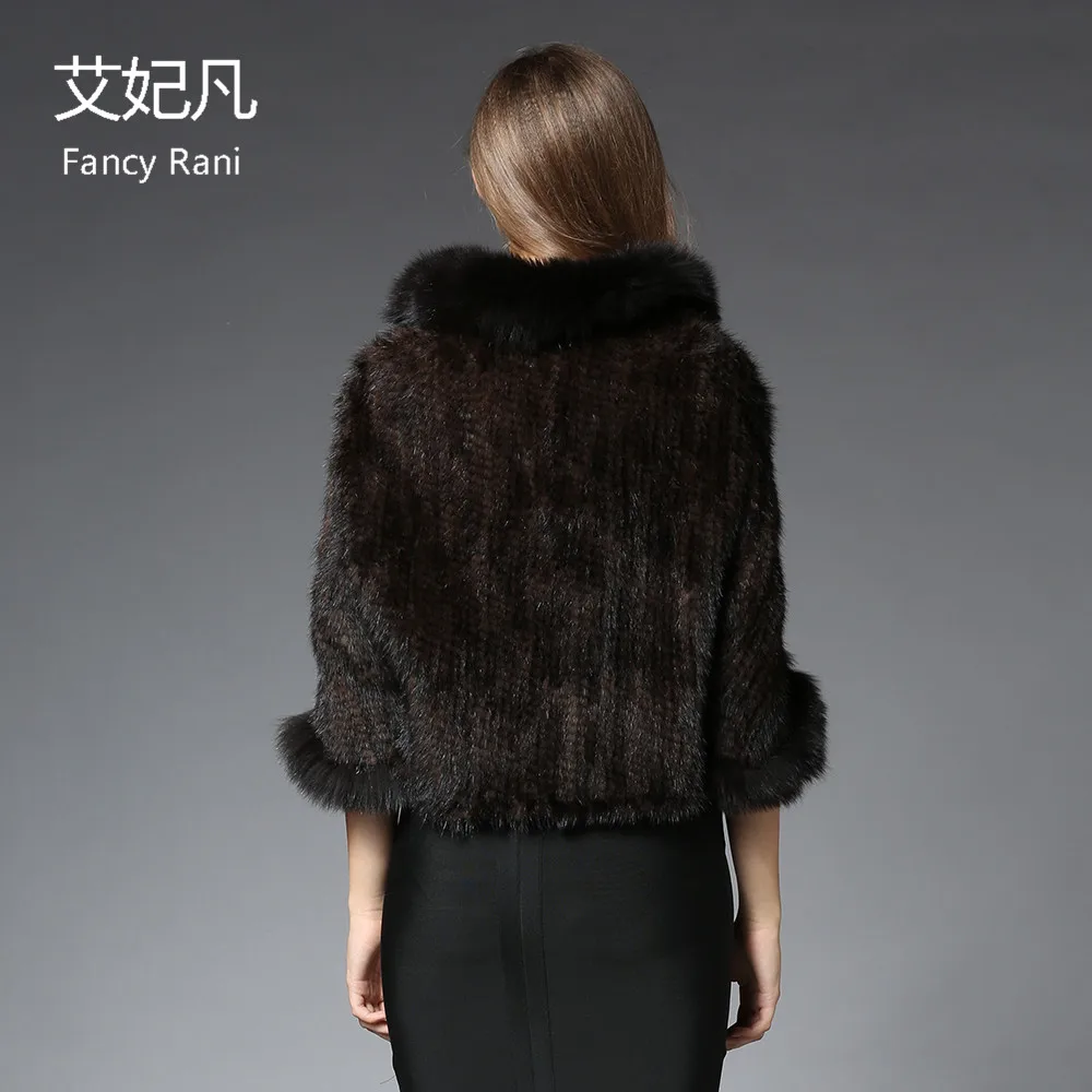 Новинка 2018 стильная шаль из натурального вязаного меха норки пончо с отделкой