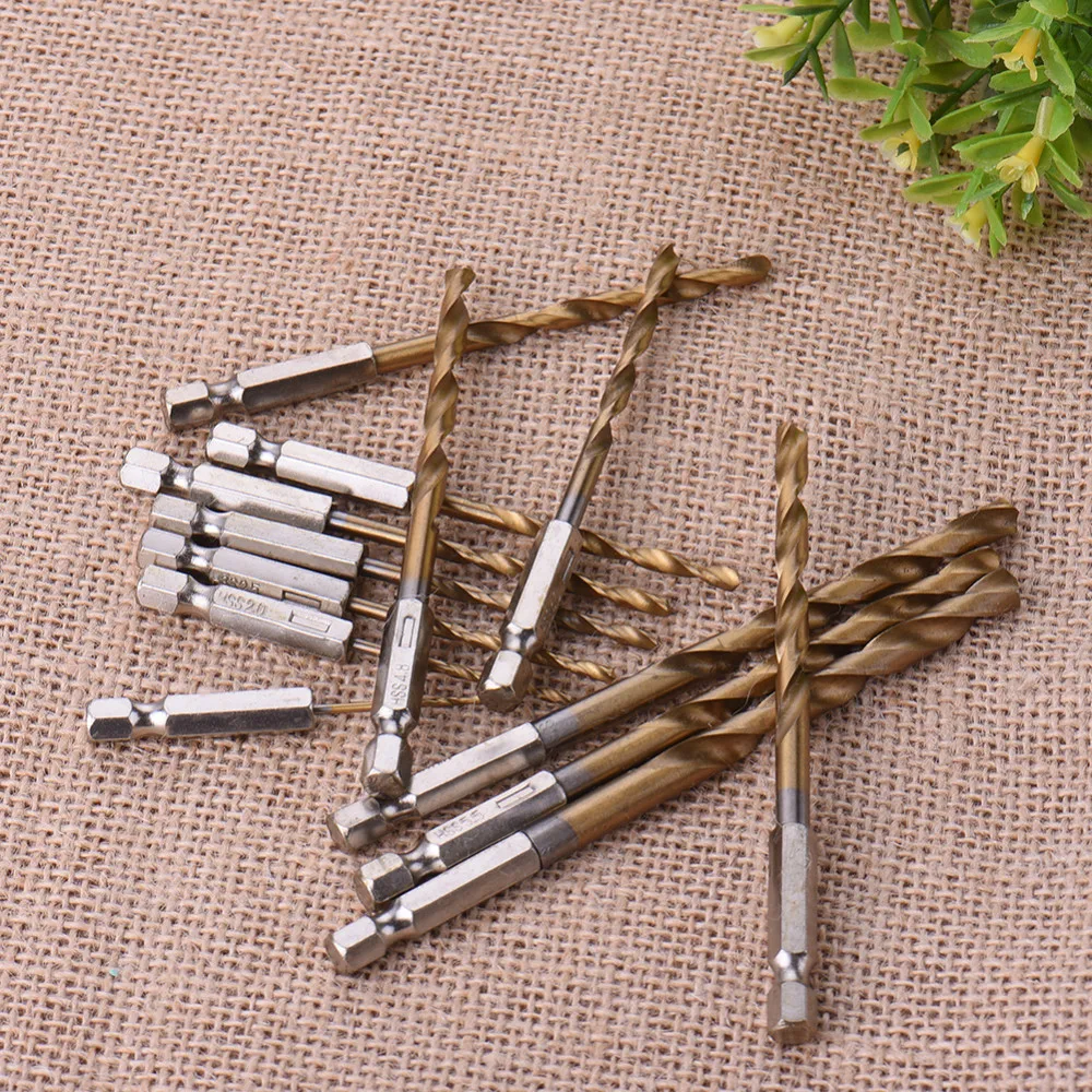 13pcs High Speed Steel HSS Drill Bits Set Titanium Coated Woodworking Tools 1.5-6.5mm | Инструменты