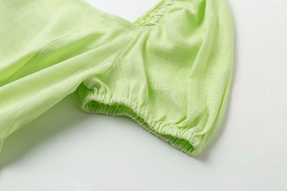 Bazaleas Австралия пышные рукава Мини платья Зеленый Vestidos сексуальное женское платье модное летнее платье тонкие вечерние платья Прямая