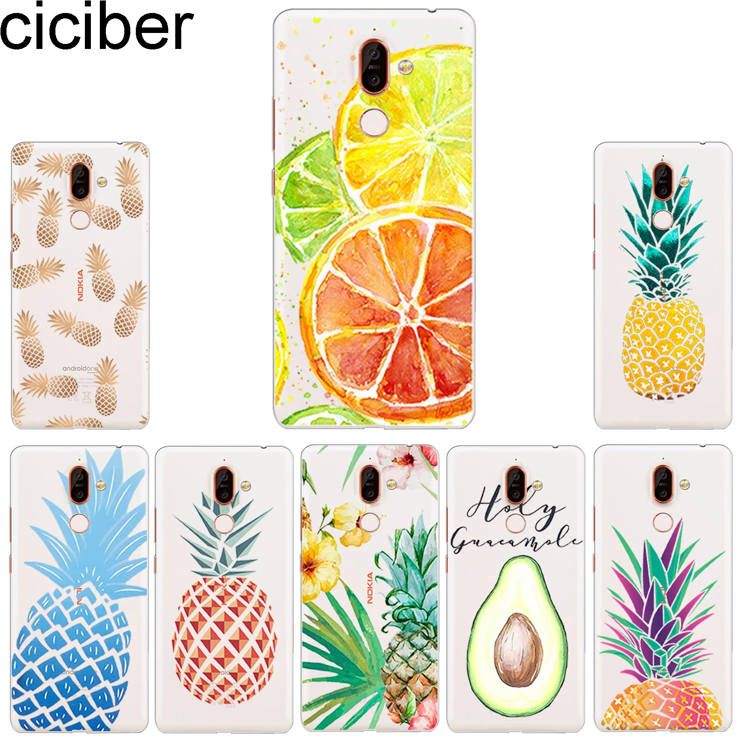 ciciber Phone Case for Nokia 9 PureView 1 2 3 5 6 7 8 Sirocco Soft Back Cover 2.1 3.1 5.1 6.1 7.1 8.1 Plus Pineapple |