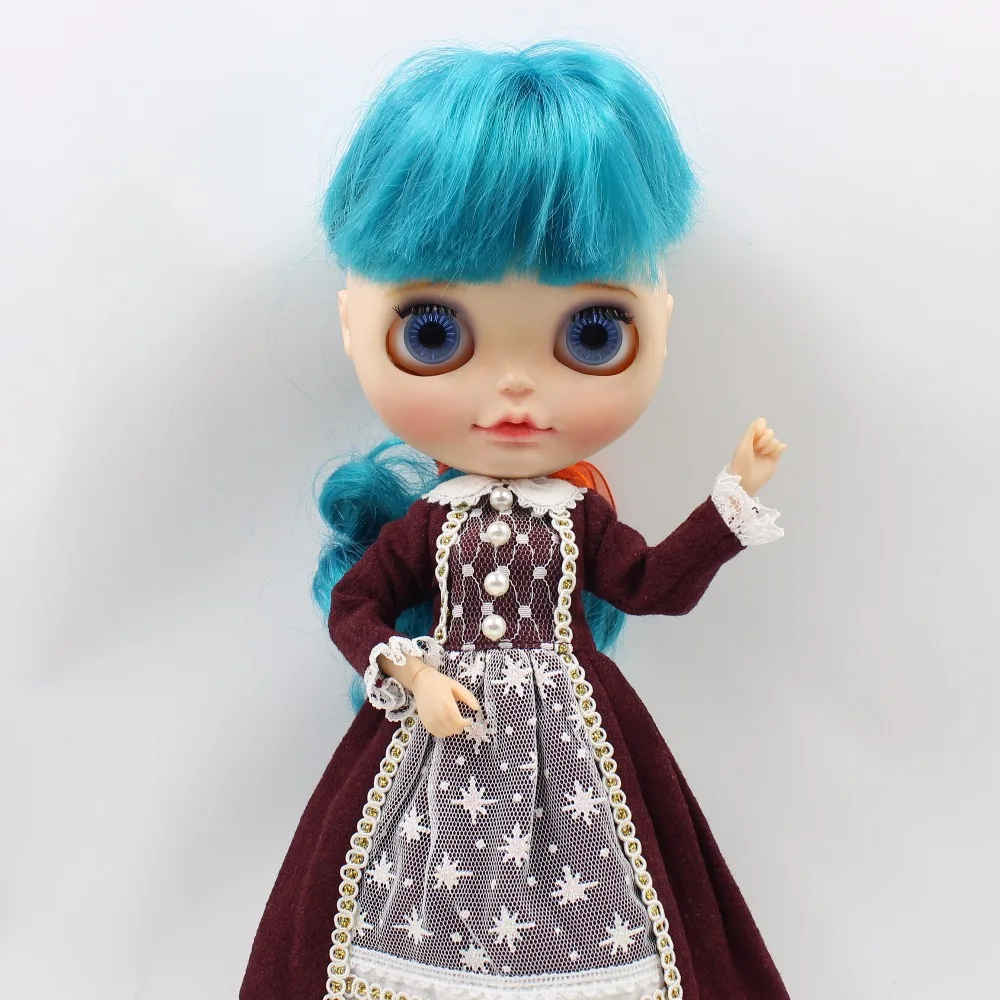 Blyth doll ледяной коричневый платье с цветком головной убор