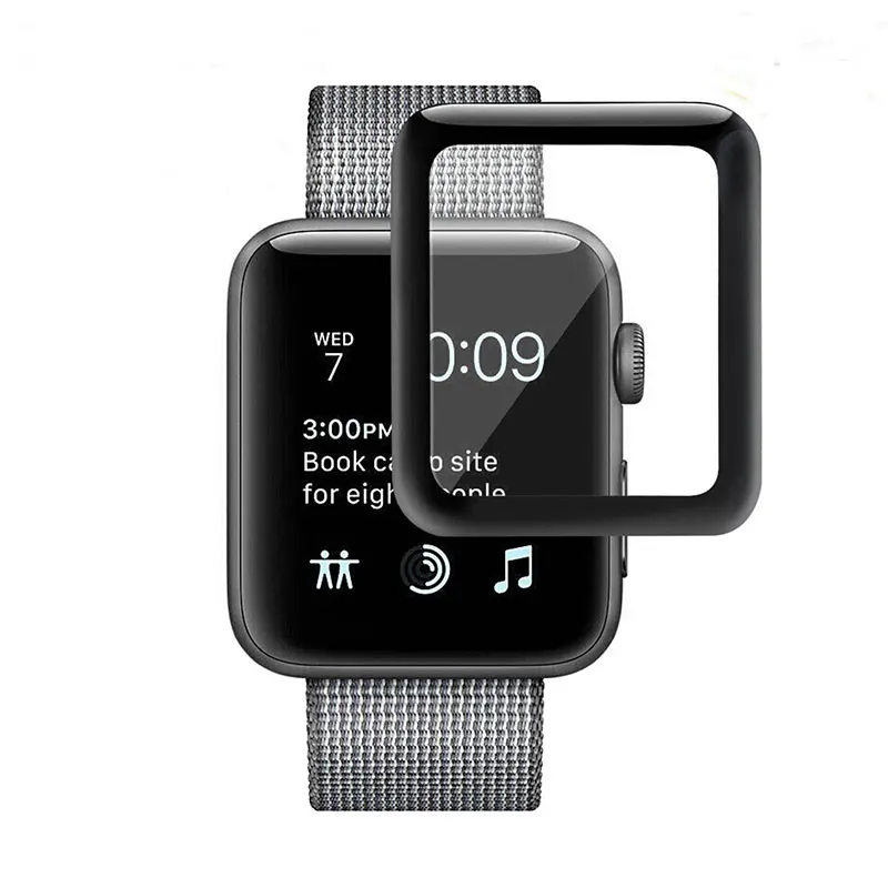 3D 9H Tempered Glass for apple Watch 4 3 2 1 Full Cover Curved Edge Screen Protector 38mm 40mm 42mm 44mm Apple | Электроника