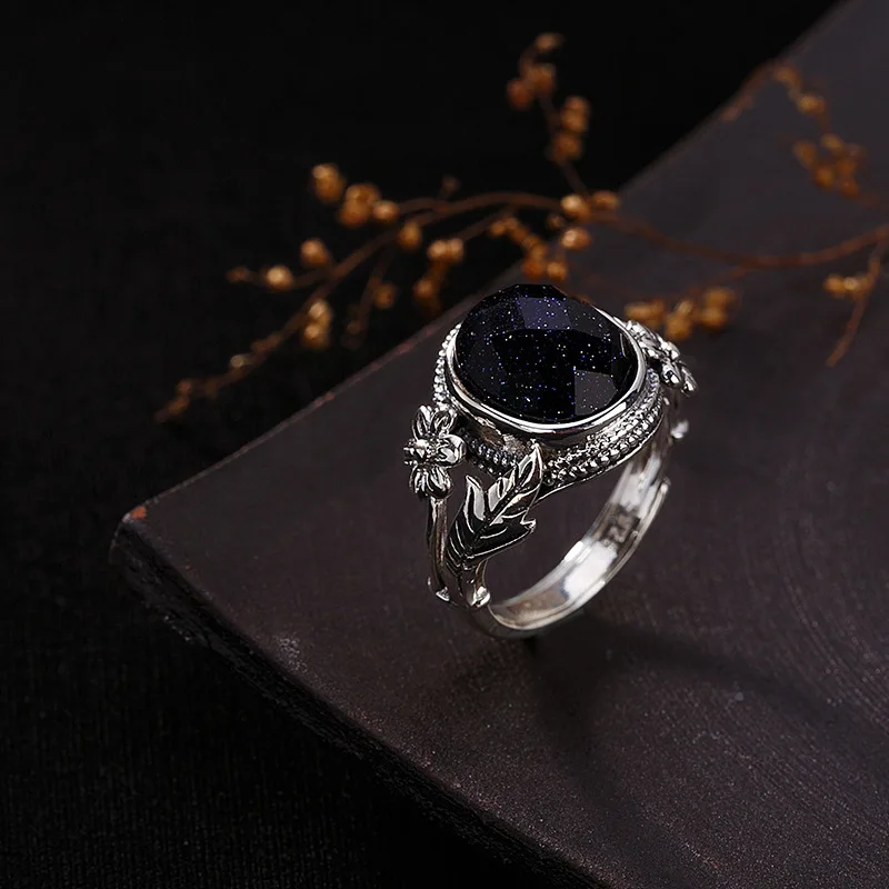 Joseph Mola 925 Sterling Silver Vintage Natural Chalcedony Gemstone Flower Leaf Open Ring For Women Elegance Fine Jewelry Rings | Украшения