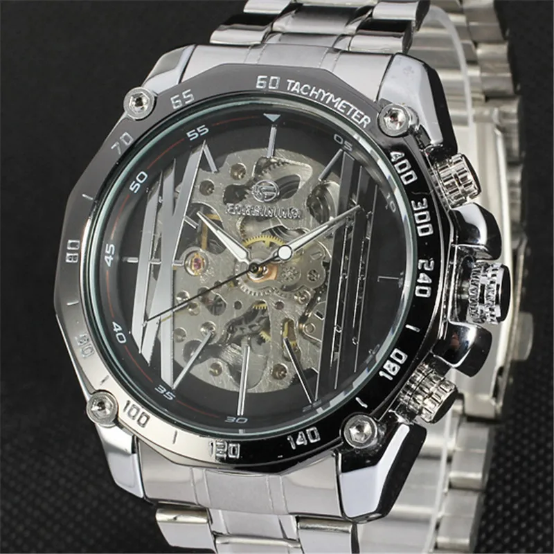 Часы FORSINING мужские армейские спортивные топовые Роскошные со стальным ремешком