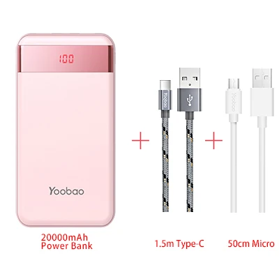 Yoobao 20000 мАч портативное зарядное устройство с двойным USB ЖК-дисплеем для iPhone samsung huawei Xiaomi Google внешний аккумулятор - Цвет: PK-Type C-Micro