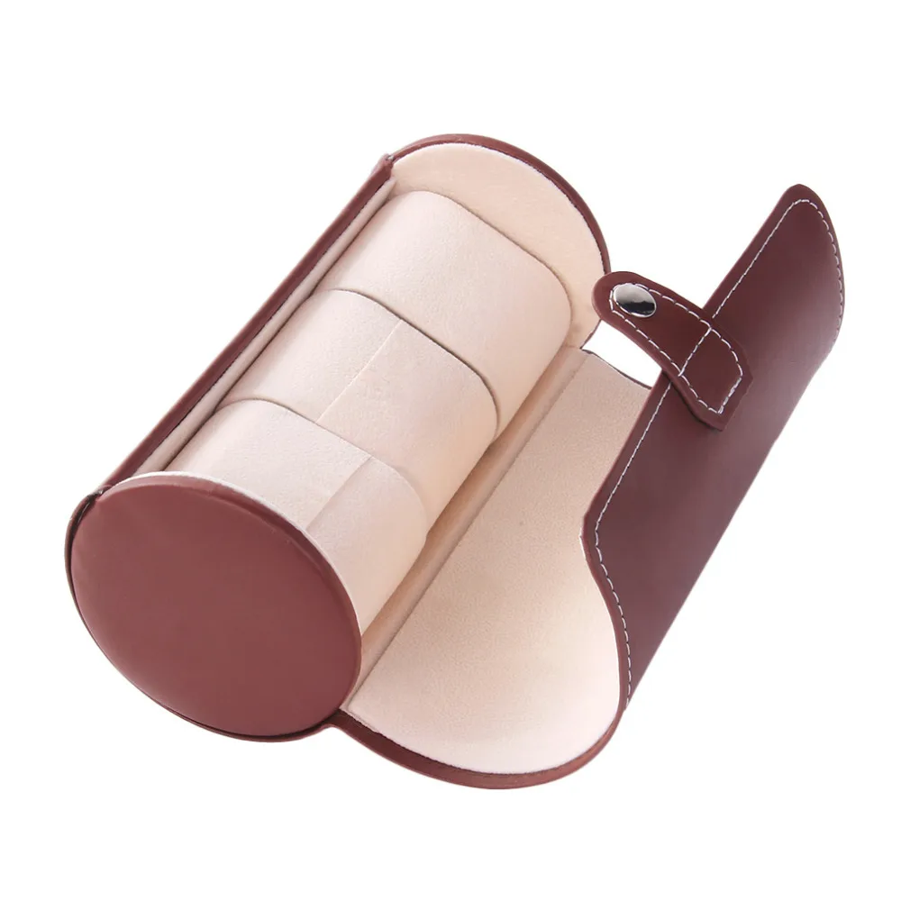 3 сетки коричневый черный цвет цилиндрической формы кожаные часы витрина коробки