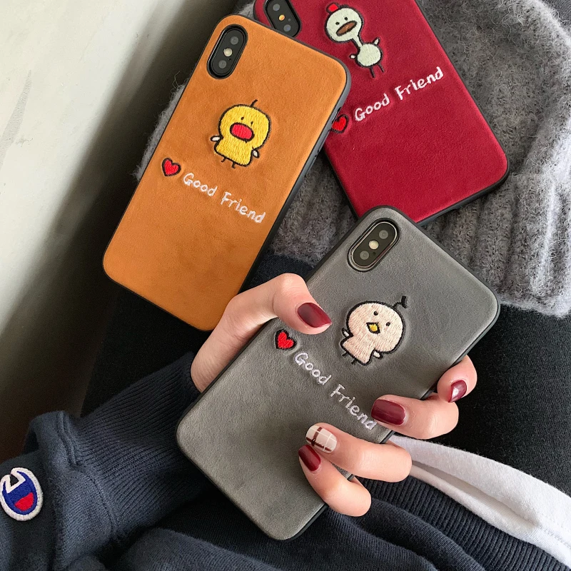 GlamPhoneCase Embroidery Good Friend Phone Case For iPhone XS Max XR 8 8plus 7 7plus 6/6S Plus Stylish Soft Tpu Back Cover |
