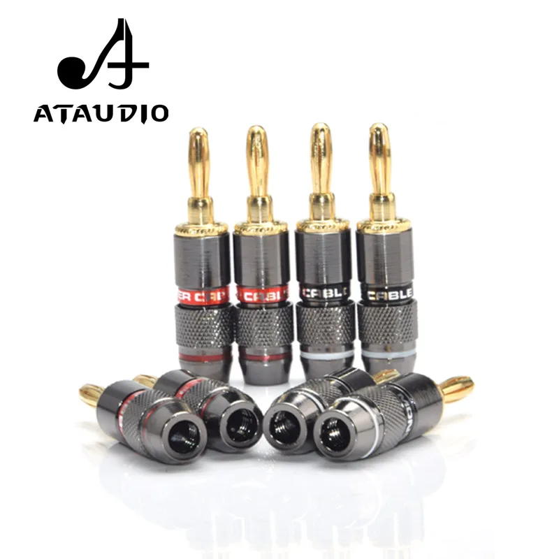 8 шт. ATAUDIO 24 К позолоченный медный цинковый сплав банан штекер спикер адаптер Винт Аудио Видео Банан Джек