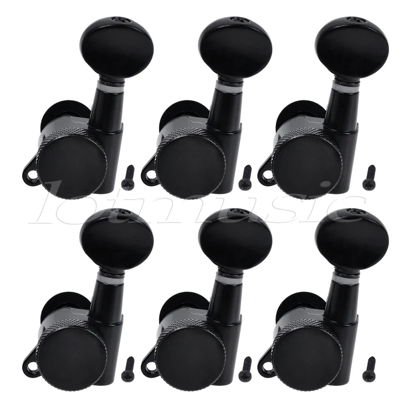 Guitar Locking Tuners Tuning Pegs Keys Machine Heads for Electric Acoustic Parts 6L Inline Black